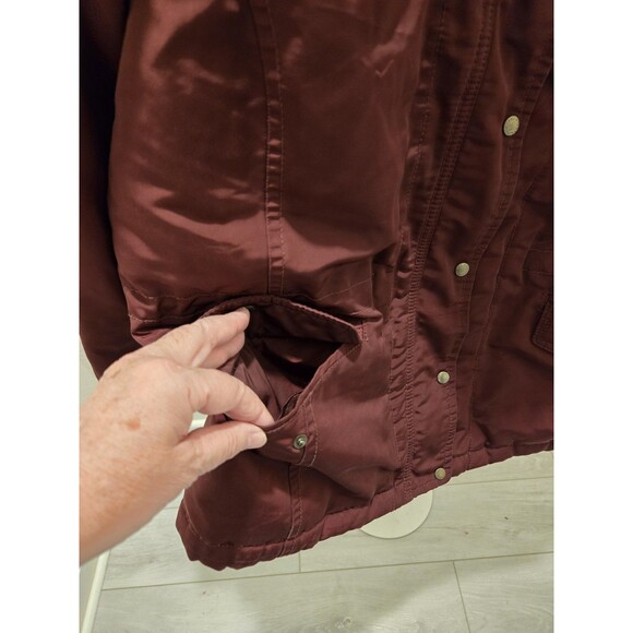 Talbots XLP Red/Burgundy 80% Down Jacket Parka Zip Snap Closure Y2K Cargo - Picture 5 of 13